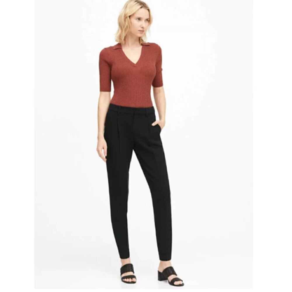Banana Republic High-Rise Tapered Cropped Pants Black Size 6 MSRP $90 #568369